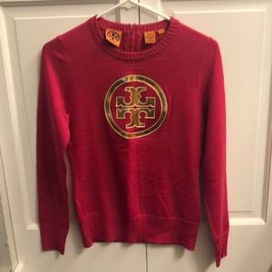Tory Burch Hot Pink Logo Sweater - XS